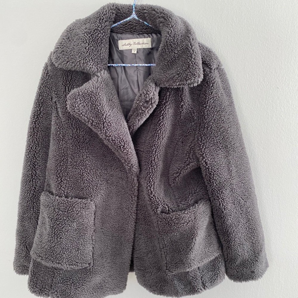 Sebby Collection Grey Teddy Jacket